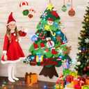 2 x Montessori Felt Christmas Tree for Toddlers, 3ft DIY Felt Christmas Tree Set, Including 32 Decorative Items and LED Lights  Suitable for bedrooms,Door Wall, Window Decor Hanging Decorations