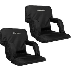 Home-Complete Stadium Seat Chair Bleacher Cushions with Padded Back Support, Armrests, 6 Reclining Positions and Portable Carry Straps, 2 - Pack