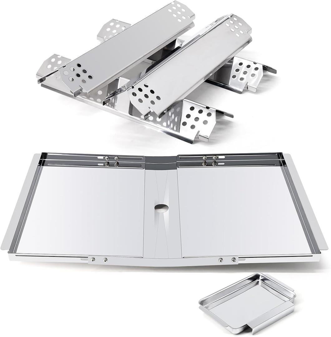 Adviace Replacement Parts for Nexgrill 720-0830H 720-0830X 720-0783E & Grillmaster 720-0697 720-0737, Grill Heat Plates & Drip Pan Grease Tray for Home Depot Nexgrill 4 Burner 720-0830H
