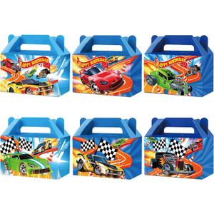 24Pcs Race Car Party Treat Boxes Hot Car Gift Box Birthday Supplies Wheels Wild Goodie Gift Boxes Race Cars Favor Box for Kid Boy Wheels Cars Birthday Baby Shower Game Party Decoration Blue