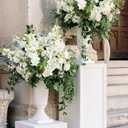 8PCS White Artificial Delphinium Flowers with Clematis Greenery Long Stem Flowers 29.5" Larkspur Artificial Flowers for Wedding Centerpieces Silk Flowers for Home Decor Indoor (White)