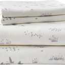 Eddie Bauer - Flannel Sheets Queen Size, Anti-Pilling & Wrinkle Resistant Cotton, Touchably Soft for All-Season Comfort - Bed Sheets with Matching Pillowcases & Fitted Sheet (Geese Meadow Yellow)