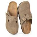ALGF Women’s Genuine Suede Clogs for Women Slip-On Buckle Slides Women's Mules & Clogs Natural Rubber Cork Footbed Sandals Potato Shoes with Arch Support 40
