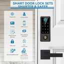 BEBASIA Smart Fingerprint Door Lock with Handle Set, Full App Control, Electronic Digital Touchscreen Keypad, Deadbolt Smart Locks for Front Door, Auto Lock, Black