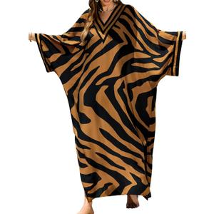 cthseie Plus Size Kaftan Dresses for Women Beach Cover Ups Swimwear with V-Neck Lightweight Caftans for Vacation Dress