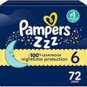 Pampers ZZZ Overnight Diapers, Size 6 (35+ lbs), 72 Count, Nighttime Protection Disposable Baby Diaper, Night Time Leak and Skin Protection