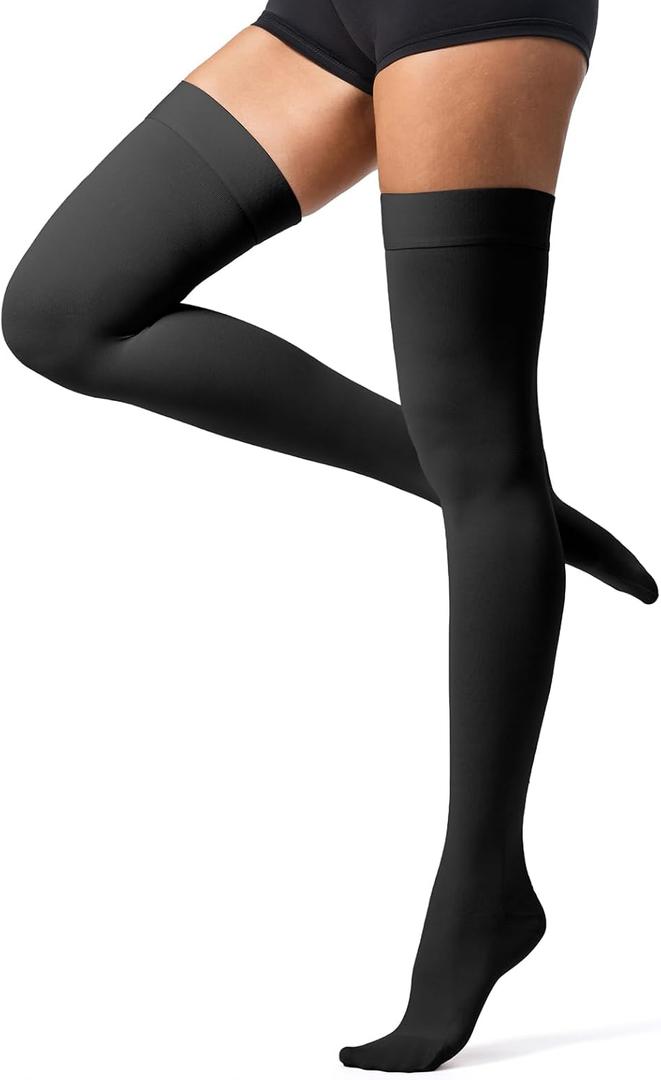 Thigh-High Compression Stockings 20-30 mmHg, Closed-Toe Medical Compression Socks for Women, Over-Knee Graduated, XL 