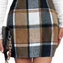MakeMeChic Women's Plaid Skirt High Waisted Zipper Elegant Bodycon Skirts Yellow Small