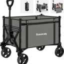 Collapsible Wagon with Wheels, Wagons Carts Foldable, Heavy Duty Folding Utility Cart for Grocery, Camping, Shopping, Sports, Garden, Fishing, Grey (Gray)