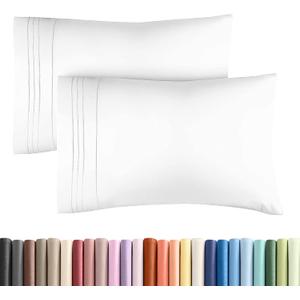 Queen Pillow Cases Set of 2 - Hotel Quality Queen Pillowcase Covers - Ultra-Soft, Comfortable, Cozy Bedding for Women, Men, Kids & Teens - Wrinkle Free & Machine Washable - White (No Pillows Included) (01- White)
