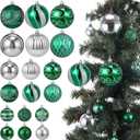 Soulchen 36 Pcs Christmas Balls Ornaments Bulk 3.15''/2.36''/1.57''Green & Silver Christmas Tree Decorations Glitter Xmas Decorative Hanging Ornaments Luxury Home Decor for Xmas (Green and Gold)