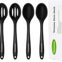 Silicone Cooking Spoon, Nonstick Kitchen Spoons for Cooking, Slotted and Solid Serving Spoon Heat Resistant, Silicone Mixing Spoons Basting for Nonstick Cookware, 4 Pack