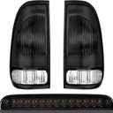 Nilight Tail light + 3rd Third Brake Light Assembly Compatible with 1999 2000 2001 2002 2003 2004 2005 2006 2007 F250 F350 F450 F550 Super Duty Smoke Taillight with High Mount Brake Rear Cargo Lamp