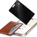 Vrebrey Wallet Tracker Card, Slim Rechargeable Bluetooth Item Locator, Smart Finder Compatible with Apple Find My for Wallet, Luggage, Passport, IP68 Waterproof (iOS Only) (Carbon Fiber Black)