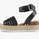 Soda Topic Open Toe Buckle Ankle Strap Espadrilles Flatform Wedge Casual Sandal Size 7.5