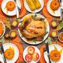 6 Sets Fall Pumpkins Embroidered Placemats and Coaster for Thanksgiving, Large