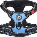 PoyPet No Pull Dog Harness, No Choke Front Clip Dog Reflective Harness, Adjustable Soft Padded Pet Vest with Easy Control Handle for Small to Large Dogs (Light Blue,M)