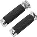 1 Inch Chrome Motorcycle Hand Grips Handlebar Grips Cable Throttle, Replaccement for Harley Davidson Sportster Touring Dyna Softail Street Glide 883 1200