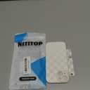 NITITOP Compatible with iPhone 15 Case with Wrist Strap Kickstand Cute Trendy Checkerboard Plaid for Women Girls Slim Fit TPU Silicone Shockproof Full Camera Protective Cover - White