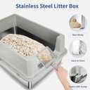 XXXL Stainless Steel Litter Box with Lid, Extra Large 28" L x 20" W x 17" H Enclosed Metal Cat Litter Box with Litter Scoop & Foot Pedal, Odor Control for Big Cats, Multiple Cats (Light Grey)