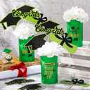 Domensi 3 Sets Graduation Table Centerpiece Decorations Green and Gold Class of 2026 Includes 3 Silk Artificial Flower 9 Congrats Grad Sticks Picks Toppers 3 Metal Vases for Home Party Supplies Gifts