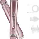 Bikini Trimmer for Women,Electric Dual Head Shaver, IPX7 Waterproof, Compact Travel Design Bikini Shaver for Public Hair, Facial and Body(Pink)