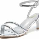 Amoji Women 2.5 Inch Kitten Heels Two Strap Party Wedding Dress Shoes 41
