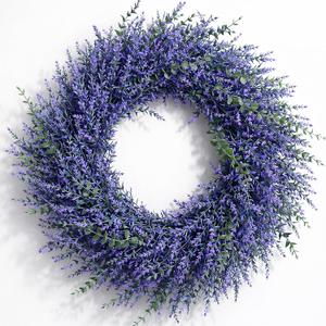 26" Eucalyptus Lavender Wreath for Front Door, Large Full Purple Artificial Lavender Wreath for Outdoor Covered Porch, Window, Farmhouse Wall Decor, Spring Summer All Seasons
