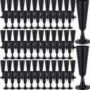 Domensi 100 Pack Black Champagne Flutes Bulk Plastic Disposable Champagne Glasses 5.5 oz Plastic Mimosa Glasses Wedding Cocktail Cups for Engagement Birthday Graduation Decor 2026 Party Supplies