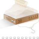 HGYZE Toddler Hangers for Kids Clothes Closet, 50pcs Slim Baby Hangers with 10 Connector Hooks for Infant Coat, Perchas de Plstico for Boy Nursery (Clear Sparkling Hangar with Gold Glitter)