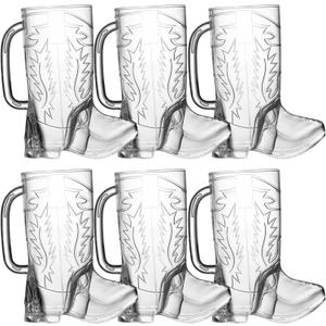 JoyServe Cowboy Boot Cups - (Pack of 12) 17oz Drink Mugs, Reusable BPA-Free Plastic Drinking Mug Cups for Kids, Western Themed Rodeo Birthday Party Decorations and Supplies