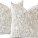 Textured Neutral Throw Pillow Covers 18x18 Inch Set of 2 Soft Woven Chenille Accent Boho Farmhouse Decorative Couch Pillow Covers for Modern Home Decor Bed Sofa Living Room