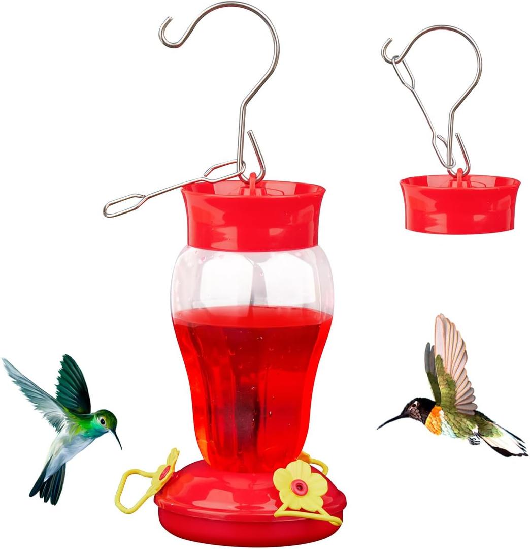 Hummingbird feeders for Outdoors Hanging 16 Ounces with 3 Bee Wild Guard Feeding Ports Built-in ant Moat Hanging for Garden Backyard Decor red (1)