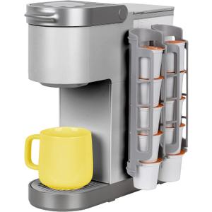 STORAGENIE Coffee Pod Holder Side Mount K Cup Pods Dispenser compatible with Keurig Coffee Makers, Perfect for Small Counters (LIGHT GREY)