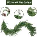 Christmas Norfolk Pine Garlands - 9Ft Real Touch Artificial Faux Winter Dense Greenery Garland for Table Mantle Fireplace Wall Window Wreath Xmas Indoor Outdoor Holiday Decoration