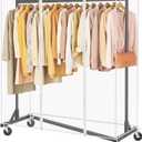 Hoctieon Z Clothes Rack with Cover, Metal Heavy Duty Clothing Rack, Rolling Garment Rack with Wheels, with Dustproof Cover Waterproof Protector, with 2 Durable Zippers, for Hanging Clothes, Black