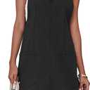 MAOECO Womens Fashion Overalls Denim Dress Loose Casual Sleeveless Mini Pinafore Jean Romper Summer 2025 Outfits High Roller Skirtall Black L