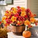 Fake Fall Flowers Artificial for Outdoors Decoration 2PCS Faux Orange Flowers for Outdoor Planters Outside Hibiscus Flower Fall Dcor for Home Front Porch Yard Patio