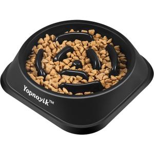 Slow Feeder Dog Bowls for Healthy Eating, Non-Slip and Anti-Choking Design, Reduces Bloating & Overeating for Medium Dogs and Cats, Easy to Clean (Black)