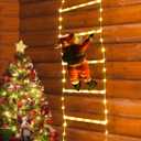 Christmas Decorations LED Ladder Lights with Climbing Santa Claus, 2.5ft Indoor Christmas Decorative Lights - 8 Modes Xmas Lights Tree for Home Holiday Wall Window Xmas Decor (Warm White)