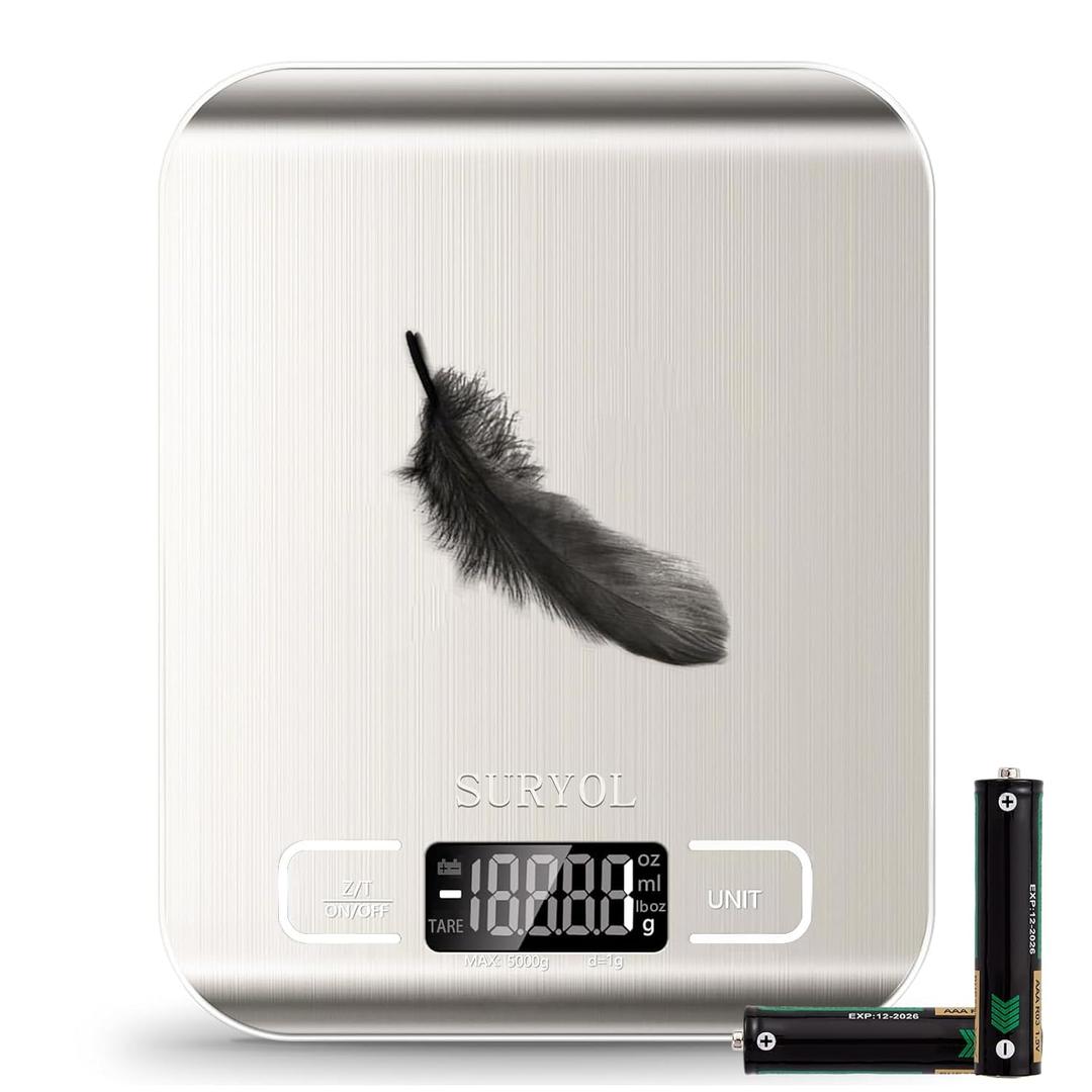 Food Kitchen Scale High-Precision Digital Scale Accurate Weighing for Baking & Cooking Enthusiasts(Silvery & White)