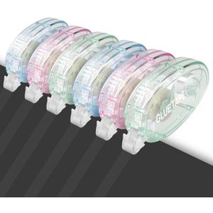 6 Pack Glue, Double Sided Tape, Scrapbook Tape Roller - 0.31 inch X 32.8 Ft/Roll