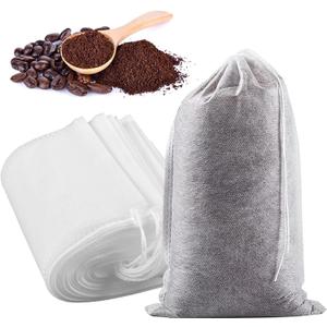 Yzurbu 100pcs 8''x12'' Cold Brew Coffee Bags, No Mess Disposable Filter Bag with Drawstring for Coffee Grounds & Ice Tea