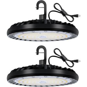 2 Pack LED High Bay Light 150W, 5000K UFO LED High Bay Light Fixture with US Plug [450W MH/HPS Equiv.] 120-277V, 19,500lm, IP65 Commercial Warehouse Area Light for Wet Location