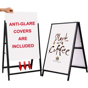 YDisplay A Frame Sidewalk Sign 24x36 inches Sandwich Board Signs Outdoor Heavy Duty Double-Sided,including 2 Anti-Glare Covers & Corrugated Boards for Business Indoor Outdoor,Black