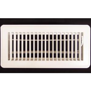 HVAC Premium 4'' X 12'' Floor Register with Louvered Design - Heavy Duty Rigid Floor Air Supply with Damper & Lever - White