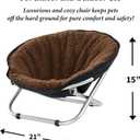Etna Folding Pet Cozy Chair - Portable Round Fold Out Elevated Cat Bed - Brown Fleece Top Cushion - Papasan Chair for Small Dogs