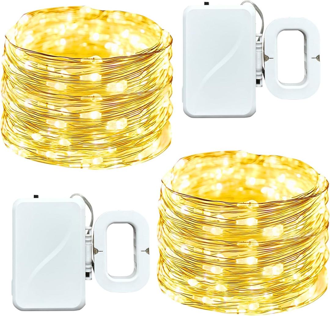 ZGWJ LED Fairy Lights Battery Operated, 50 LED 16FT Copper Wire Mini String Lights Waterproof Starry Lights for Bedroom, Halloween, Christmas, Parties Wedding Decoration (Warm, 2 Pack)