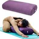 Gaiam Round Yoga Bolster Pillow, Soft Meditation Cushion for Yoga, Massage and Back Support, Breathable Cotton Fill, Zippered Microfiber Cover, Easy-Carry Handle, Machine Washable (Purple)