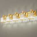 Modern Bathroom Vanity Light 5-Lights Chrome Crystal Wall Lamp Bathroom Modern Crystal Vanity Lighting